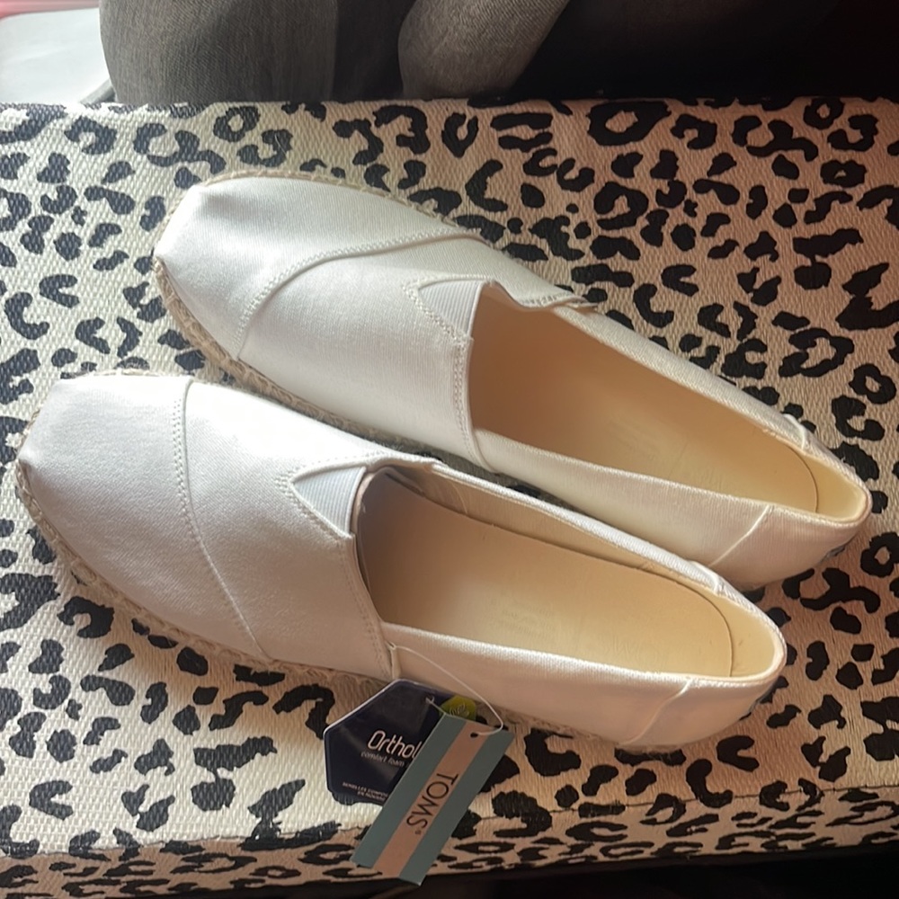 Tom’s Womens Alpargata Platform Rope White Canvas Slip On Shoes Size 10 NWT - Picture 2 of 6